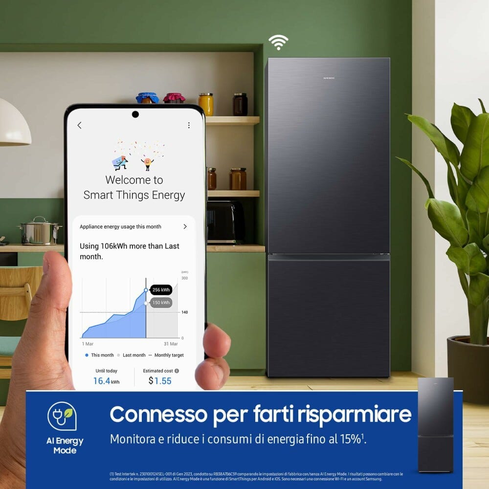 Samsung RB53DG706AB1EF Frigorifero con congelatore a libera installazione cm. 76 h. 203 - lt. 538 - antracite