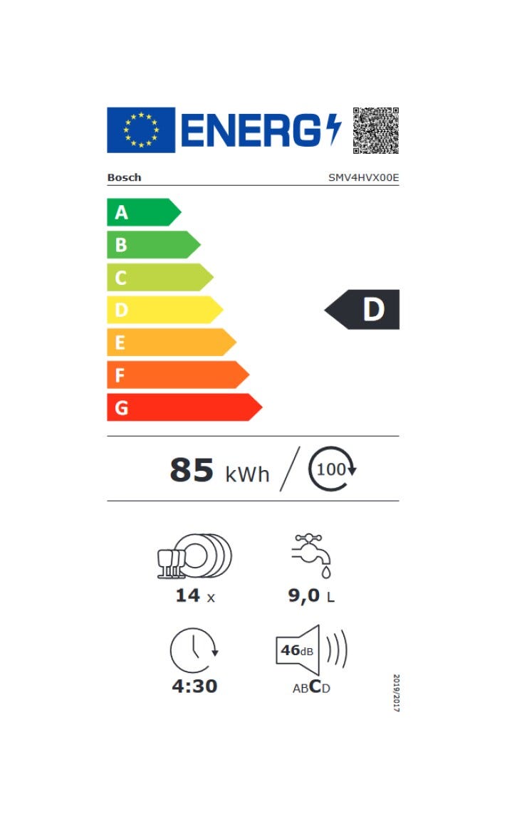Bosch SMV4HVX00E 4 Lavastoviglie integrata totale cm. 60 - 14 coperti