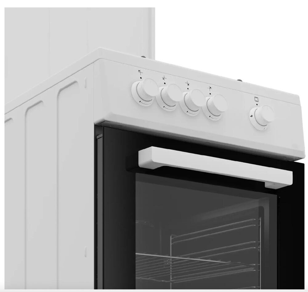 Beko FSG522DWC b100 Cucina da accosto cm. 50 - 4 fuochi gas + 1 forno a gas - bianco/nero