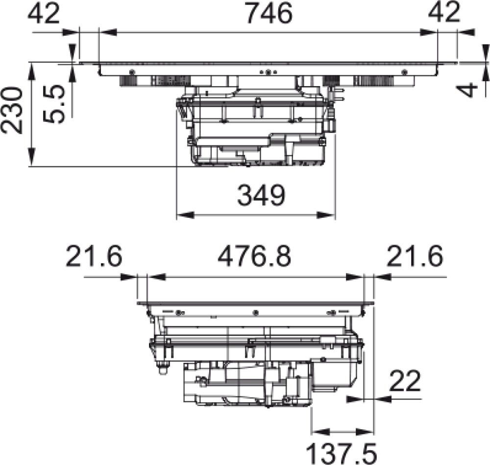 Franke FMA 8391 HI Maris 2-gether Steel Piano cottura induzione cm. 83 con cappa integrata da 630 m³/h - cristallo nero