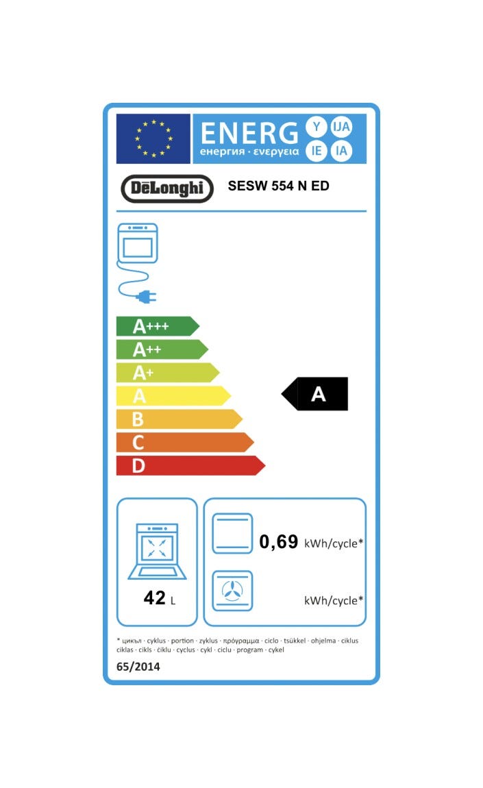 De Longhi SESW554 Smart Cucina da accosto cm. 50 - 4 fuochi gas + 1 forno elettrico - bianco