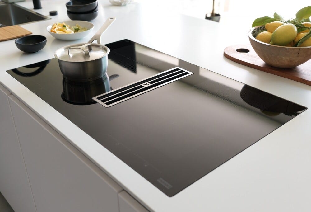 Franke FMA 8391R HI Maris 2-gether Steel Piano cottura induzione cm. 83 con cappa integrata da 630 m³/h - cristallo nero