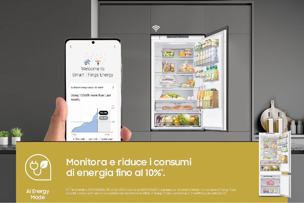 Samsung BRB38G703EWWEF Fisrt 75 Ai Frigorifero con congelatore da incasso cm. 69 h. 193 - lt. 389