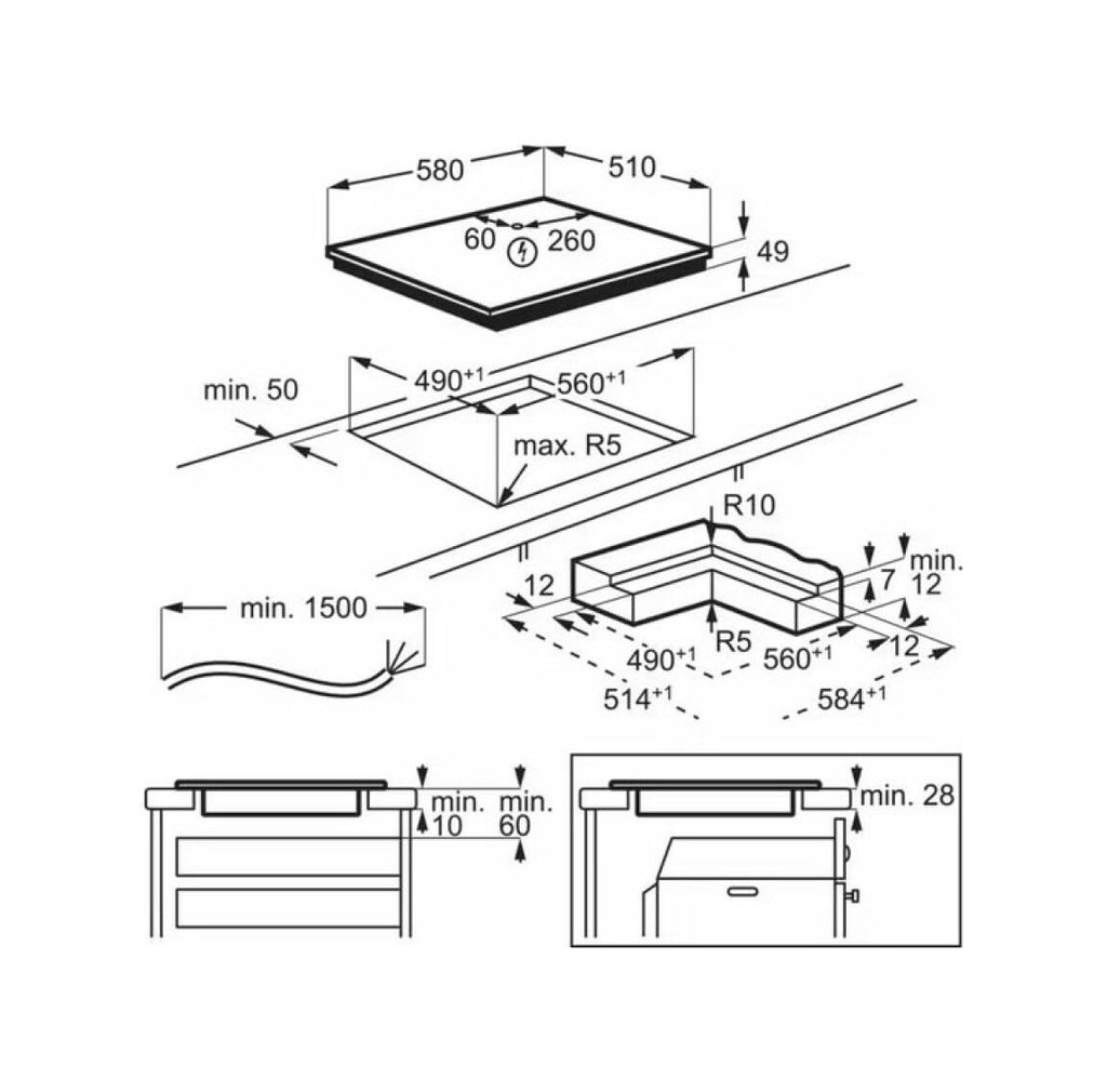 Electrolux EIS62453IZ Serie 700 SenseBoil Piano cottura a induzione cm. 58 - vetroceramica nero