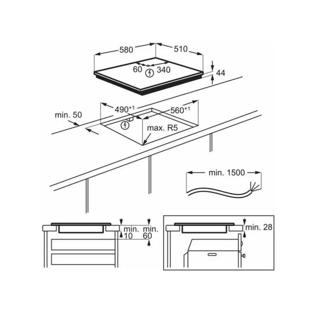 Electrolux EIS62453IZ Serie 700 SenseBoil Piano cottura a induzione cm. 58 - vetroceramica nero