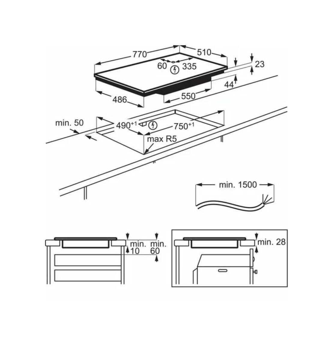 Electrolux EIS82453IZ Serie 700 SenseBoil Piano cottura a induzione cm. 80 Serie 700 SenseBoil - SaphirMatt®