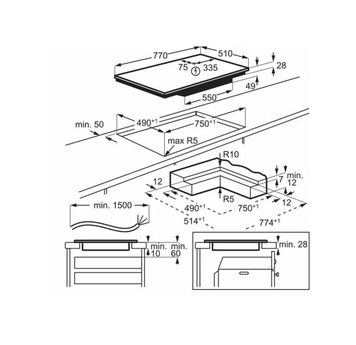 Electrolux EIS82453IZ Serie 700 SenseBoil Piano cottura a induzione cm. 80 Serie 700 SenseBoil - SaphirMatt®