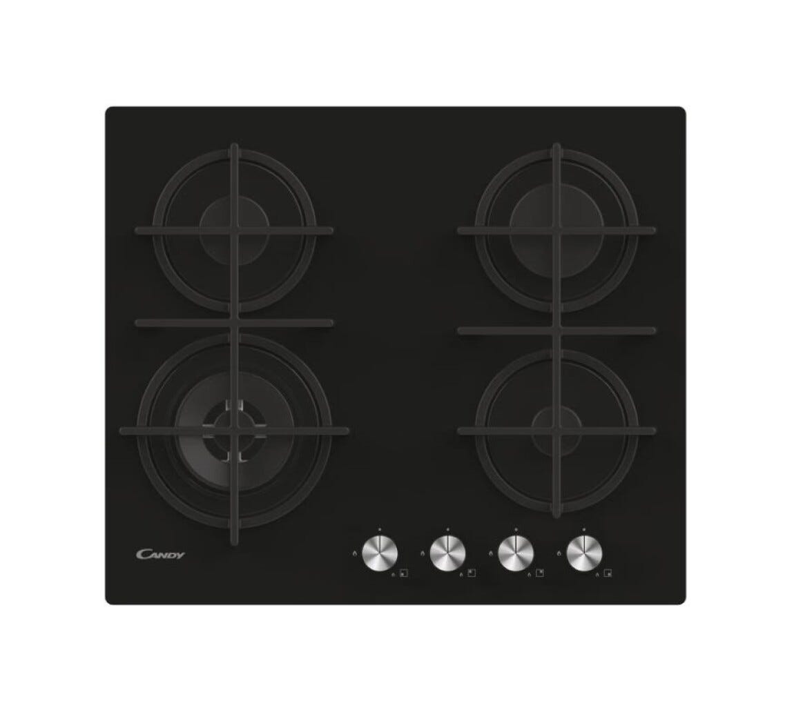 Candy CDIV6GBFE4WB Piano cottura a gas cm. 60 - vetro nero