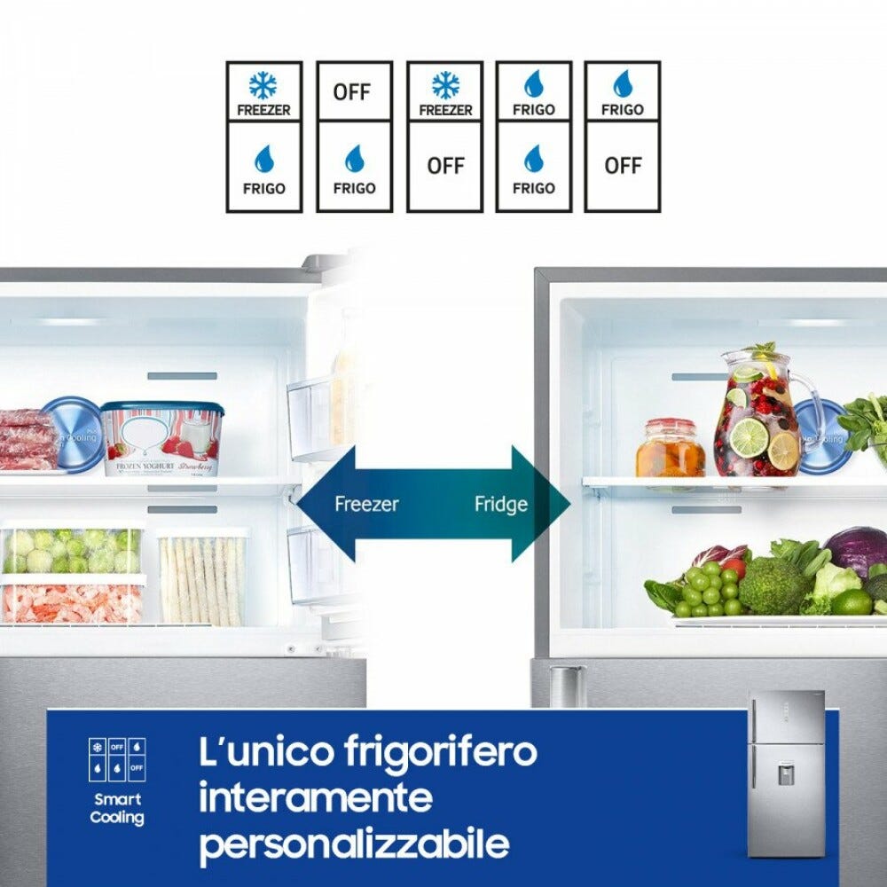 Samsung RT62K711RSL/ES Serie 7000 AI Frigorifero con congelatore a libera installazione cm. 84 h. 186 - lt. 620 - silver