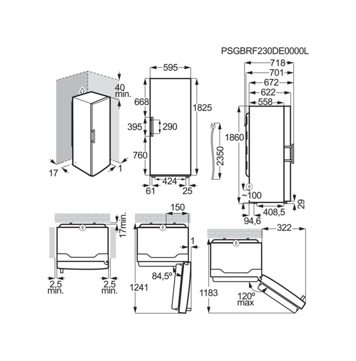 Electrolux LRS3DE39U Serie 600 Frigorifero a libera installazione cm. 60 h. 186 - lt. 395 - inox