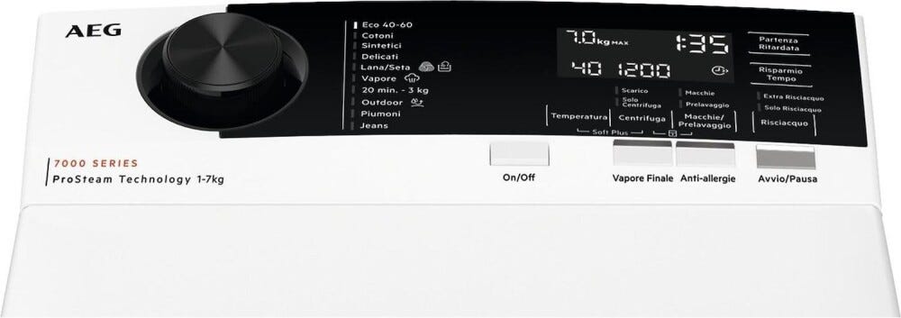 AEG LTR7E37S Serie 7000 Prosteam® Lavatrice a carica dall'alto cm. 40 - capacità 7 kg - bianco