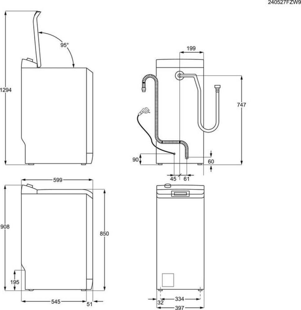 AEG LTR7E37S Serie 7000 Prosteam® Lavatrice a carica dall'alto cm. 40 - capacità 7 kg - bianco