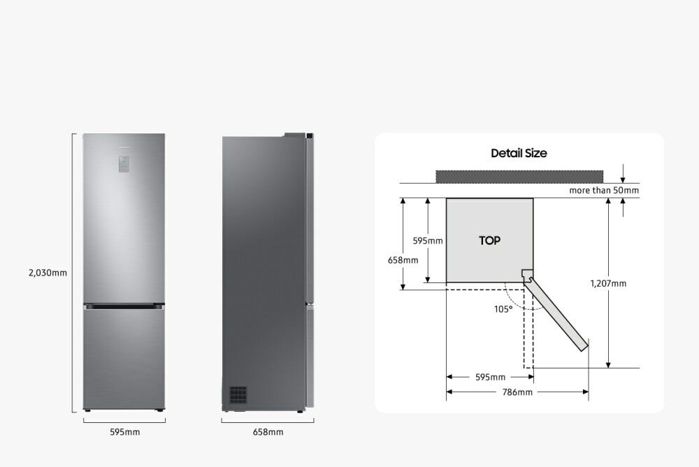 Samsung RB38C600DSA/EF EcoFlex Ai Frigorifero con congelatore a libera installazione cm. 60 h. 203 - lt. 390 - silver