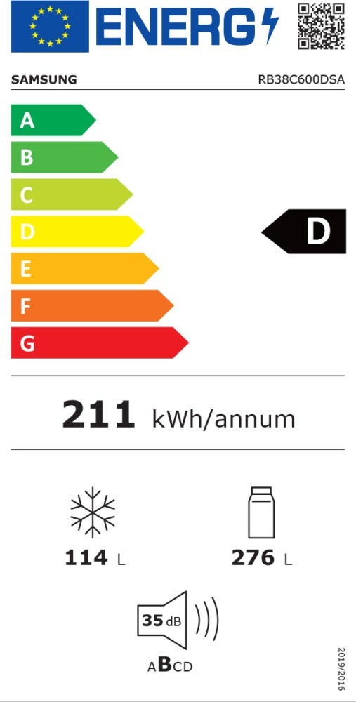 Samsung RB38C600DSA/EF EcoFlex Ai Frigorifero con congelatore a libera installazione cm. 60 h. 203 - lt. 390 - silver