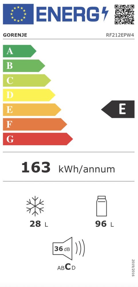 Gorenje RF212EPW4 Frigorifero con congelatore a libera installazione cm. 48 h. 117 - lt. 124 - bianco