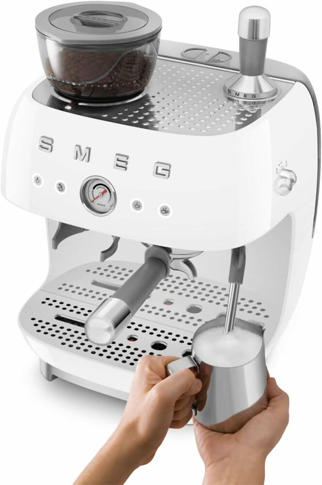 Smeg Selection EGF03WHEU 50'S Style Macchina per caffè espresso manuale - bianco lucido