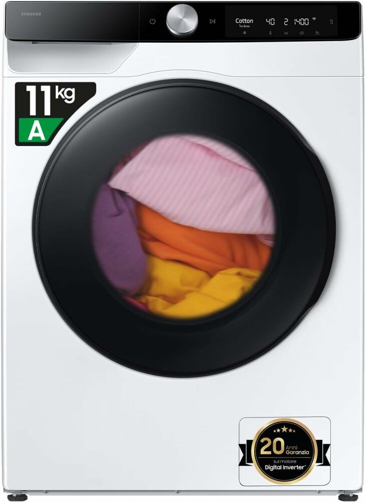 Samsung WD11DG6B85BKU3 Lavasciuga cm. 60 - lavaggio 11 kg - asciugatura 6 kg - bianco