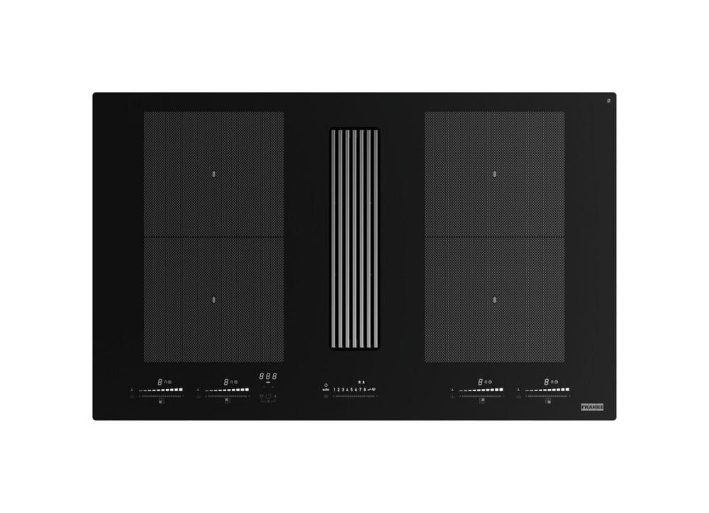 Franke FMY 8391 HI Mythos 2-gether Icon Steel Piano cottura induzione cm. 83 con cappa integrata da 600 m³/h - cristallo nero