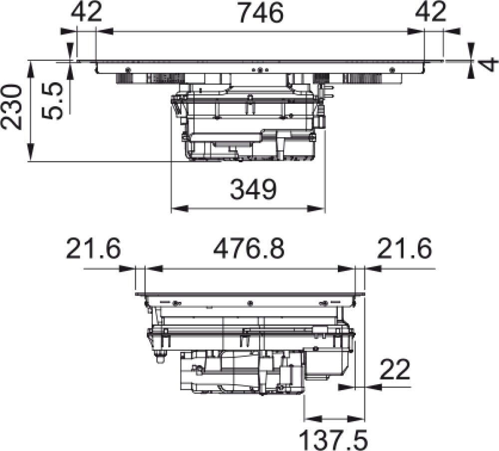 Franke FMY 8391 HI Mythos 2-gether Icon Steel Piano cottura induzione cm. 83 con cappa integrata da 600 m³/h - cristallo nero