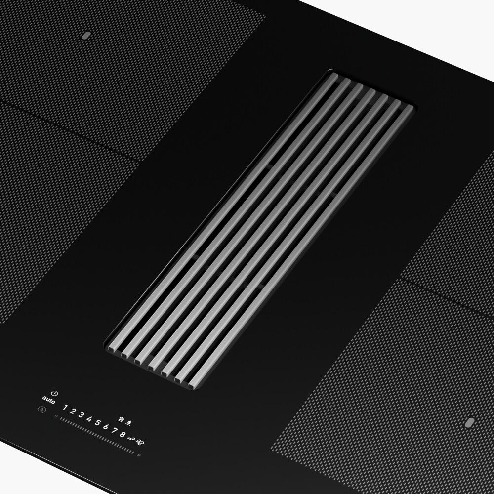 Franke FMY 8391 HI Mythos 2-gether Icon Steel Piano cottura induzione cm. 83 con cappa integrata da 600 m³/h - cristallo nero