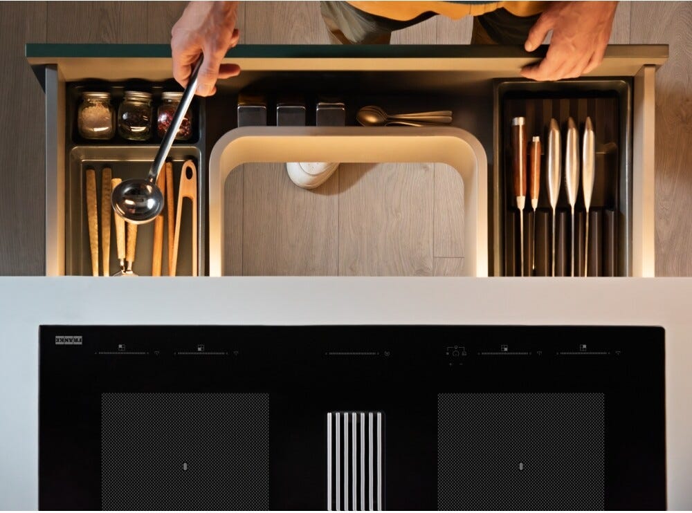 Franke FMY 8391 HI Mythos 2-gether Icon Steel Piano cottura induzione cm. 83 con cappa integrata da 600 m³/h - cristallo nero