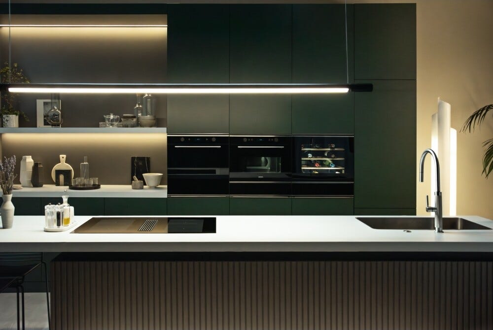 Franke FMY 8391R HI Mythos 2-gether Icon Steel Piano cottura induzione cm. 83 con cappa integrata da 600 m³/h - cristallo nero