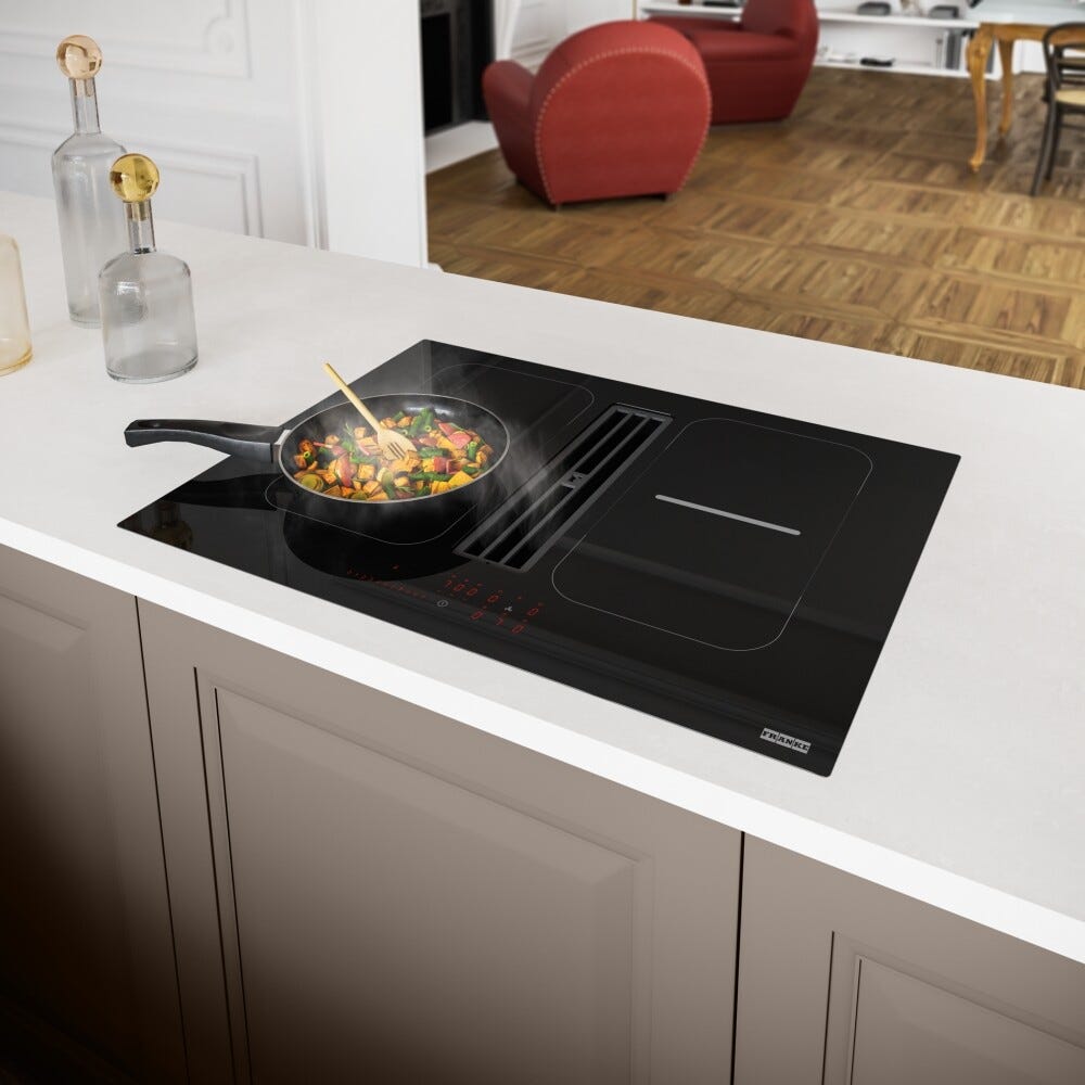 Franke FSM 7081 HI Smart 2Gether Black Lines Piano cottura induzione cm. 70 con cappa integrata da 630 m³/h - cristallo nero