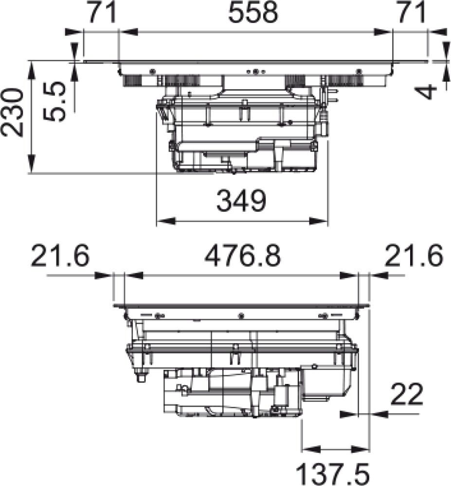 Franke FSM 7081 HI Smart 2Gether Black Lines Piano cottura induzione cm. 70 con cappa integrata da 630 m³/h - cristallo nero