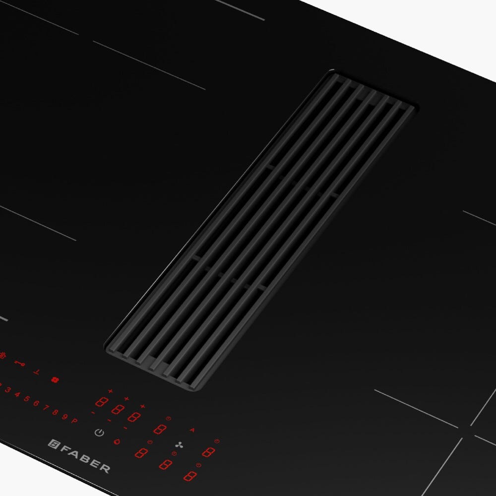 Faber GALILEO LINEAR F830 Piano cottura induzione cm. 83 con cappa integrata da 600 m3/h - versione filtrante - vetro nero