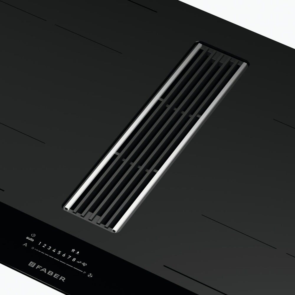 Faber GALILEO STRIPES F830 Piano cottura induzione cm. 83 con cappa integrata da 600 m3/h - versione filtrante - vetro nero
