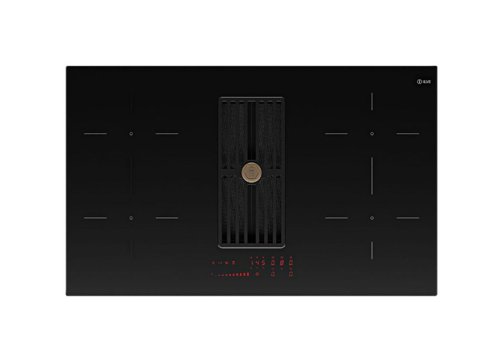 ILVE HVI90TCRF Professional Plus Piano cottura a induzione cm 83 con cappa integrata da 650 m³/h - vetroceramica nero