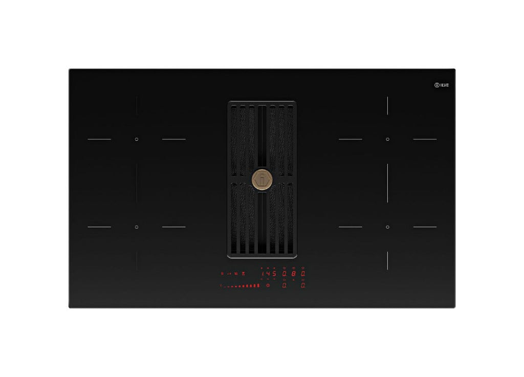 ILVE HVI90TCRF Professional Plus Piano cottura a induzione cm 83 con cappa integrata da 650 m³/h - vetroceramica nero