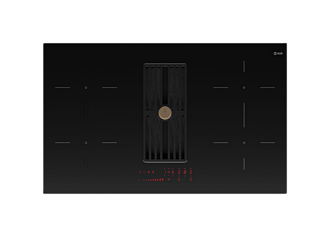 ILVE HVI90TCRF Professional Plus Piano cottura a induzione cm 83 con cappa integrata da 650 m³/h - vetroceramica nero