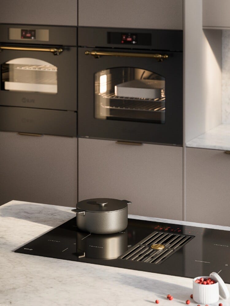 ILVE HVI90TCRF Professional Plus Piano cottura a induzione cm 83 con cappa integrata da 650 m³/h - vetroceramica nero