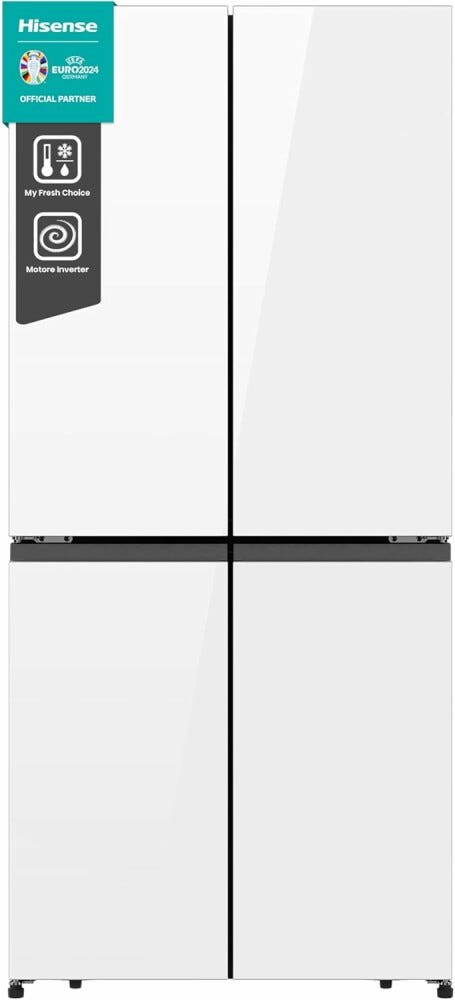 Hisense RQ5P470SETE Frigorifero con congelatore 4 porte - cm. 80 h. 179 - lt. 483 - vetro bianco