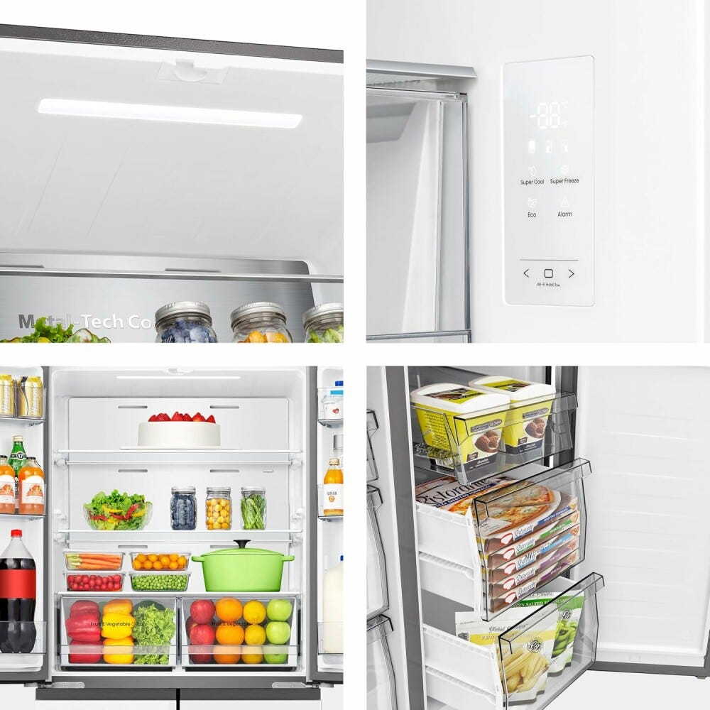 Hisense RQ5P470SETE Frigorifero con congelatore 4 porte - cm. 80 h. 179 - lt. 483 - vetro bianco