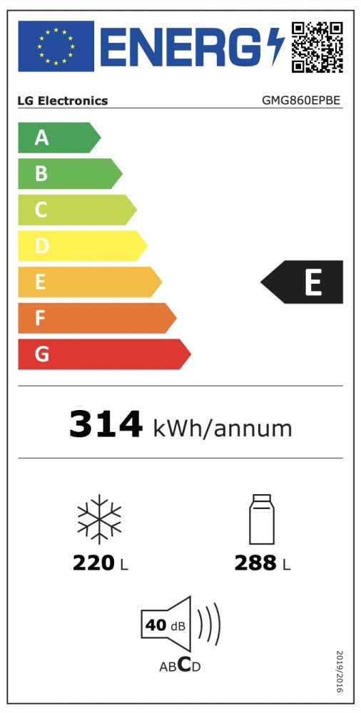 LG GMG860EPBE Frigorifero con congelatore 4 porte - cm. 84 h. 179 - lt. 508 - nero