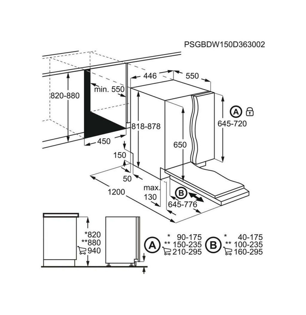AEG FSE72517P Serie 6000 SatelliteClean® Lavastoviglie integrata totale cm. 45 - 10 coperti
