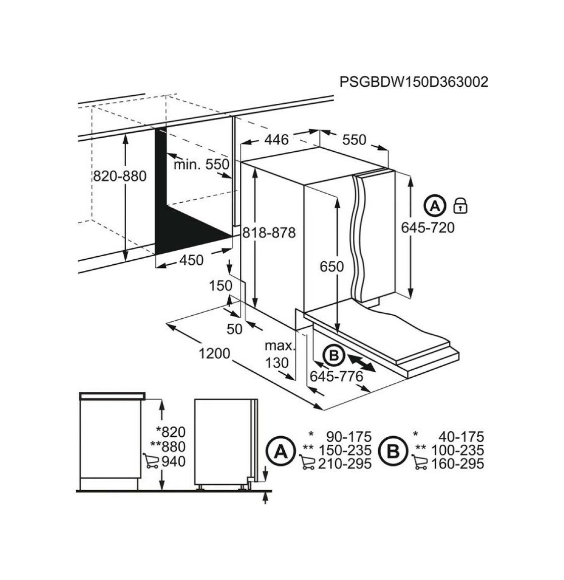 AEG FSE72517P Serie 6000 SatelliteClean® Lavastoviglie integrata totale cm. 45 - 10 coperti