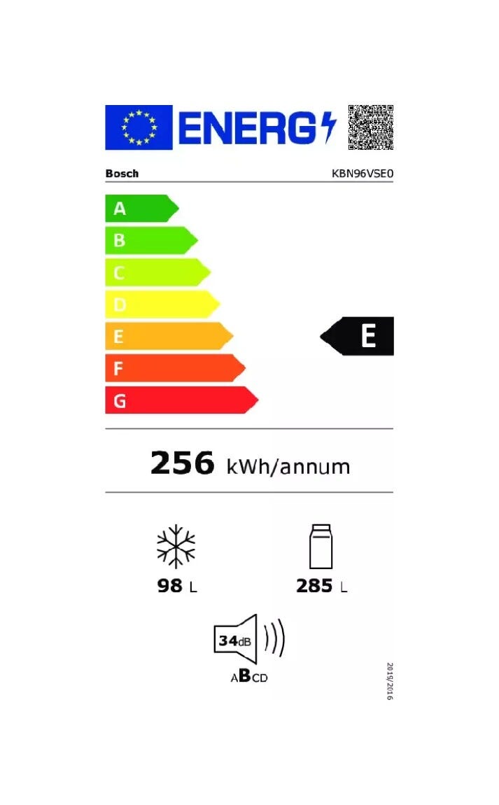 Bosch KBN96VSE0 Serie 4 Frigorifero combinato da incasso 383 litri, NoFrost, VitaFresh XXL, Home Connect, classe E