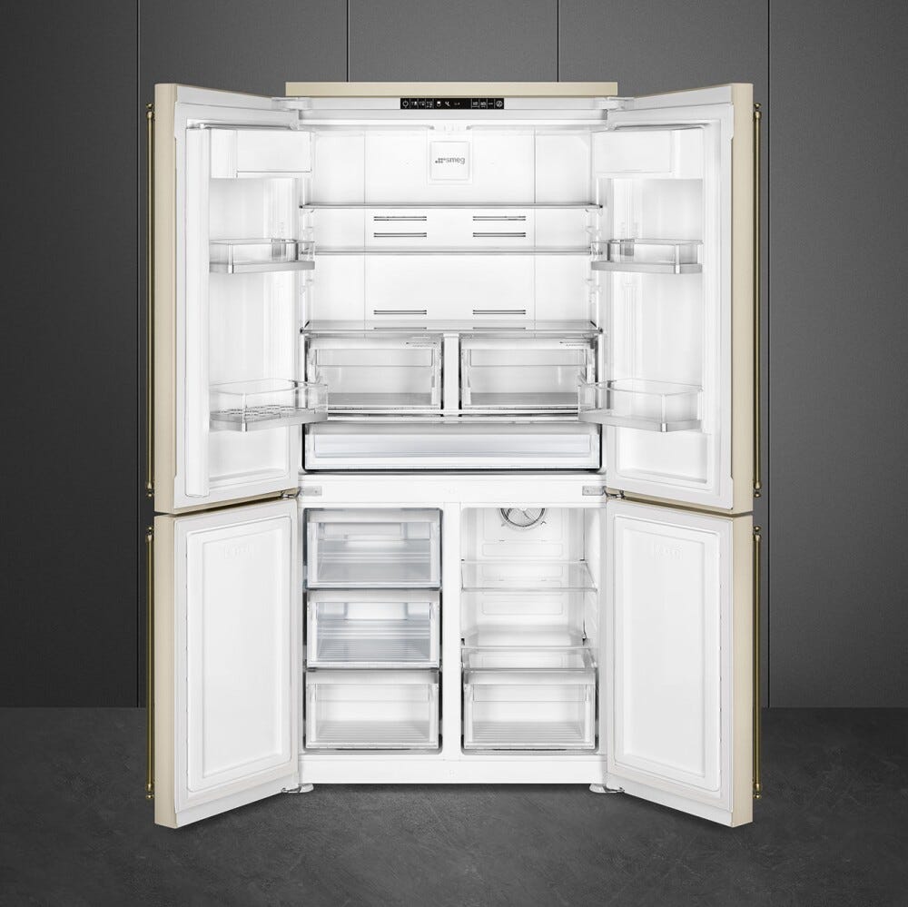 Smeg FQ60CPO6 Coloniale Frigorifero con congelatore 4 porte cm. 91 h. 188 - lt. 572 - panna - Maniglia non inclusa
