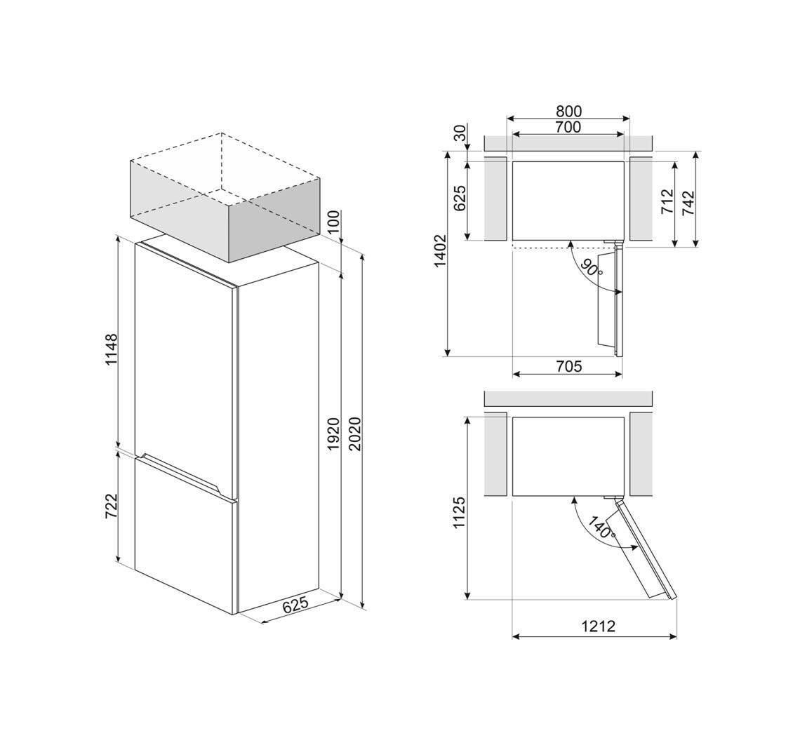 Smeg FC48MDNE Universale Frigorifero con congelatore a libera installazione cm. 70 h. 192 - lt. 481 - effetto marmo