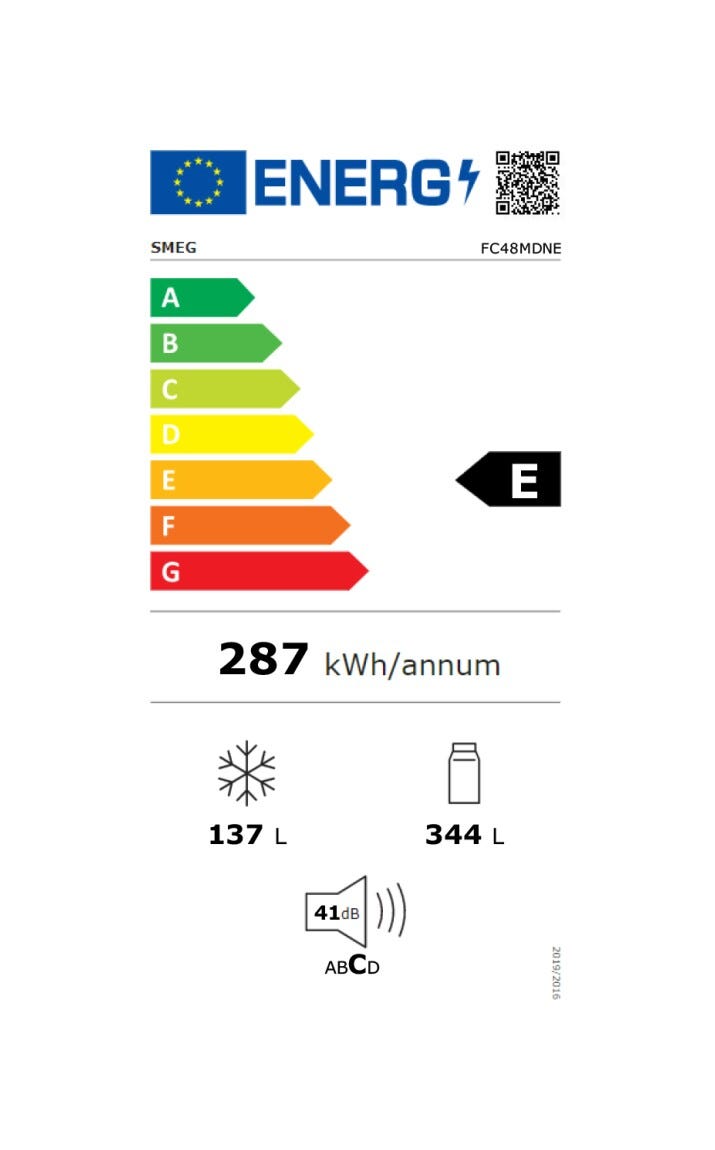 Smeg FC48MDNE Universale Frigorifero con congelatore a libera installazione cm. 70 h. 192 - lt. 481 - effetto marmo