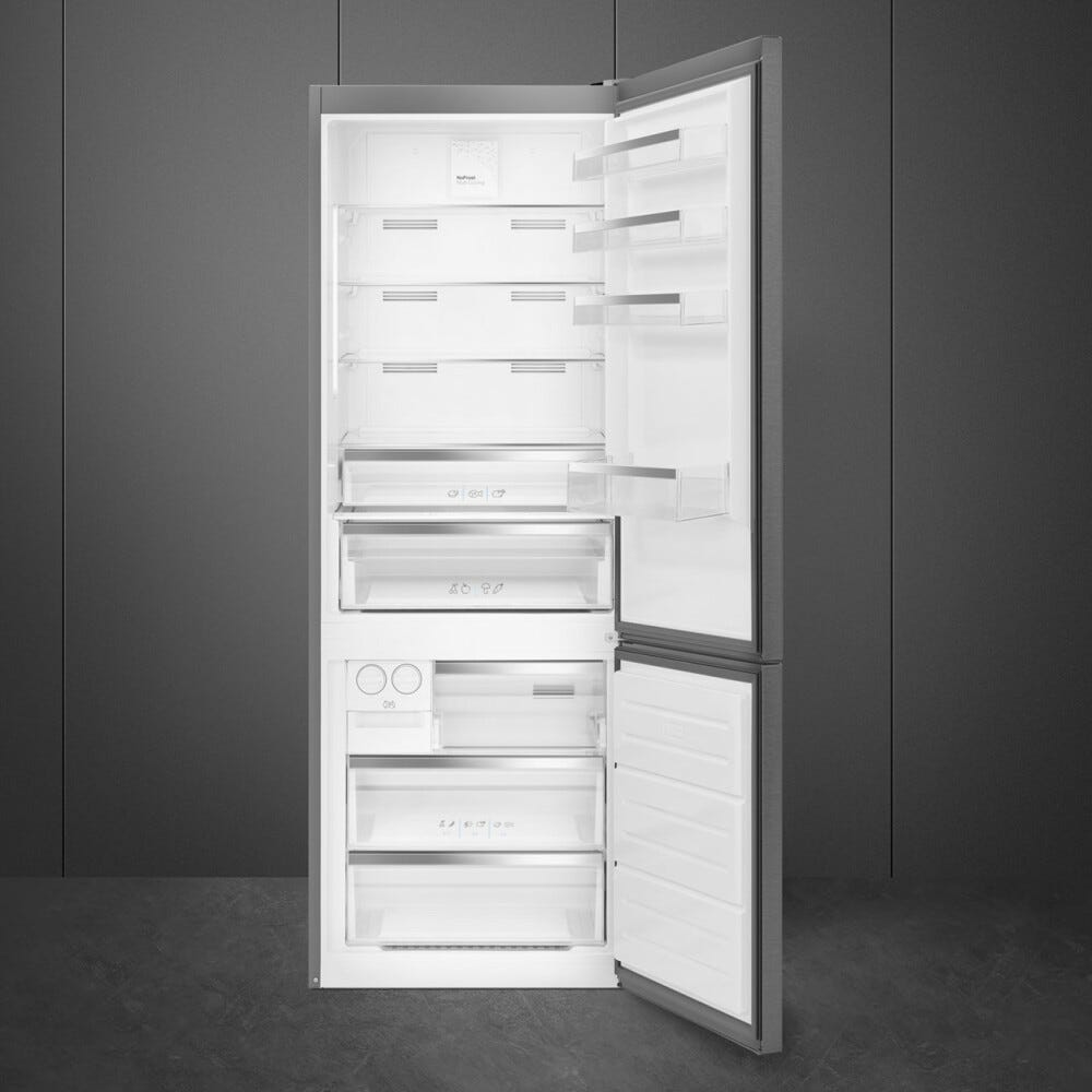 Smeg FC48XDNE Frigorifero con congelatore a libera installazione cm. 70 h. 192 - lt. 481 - Pet Inox Look