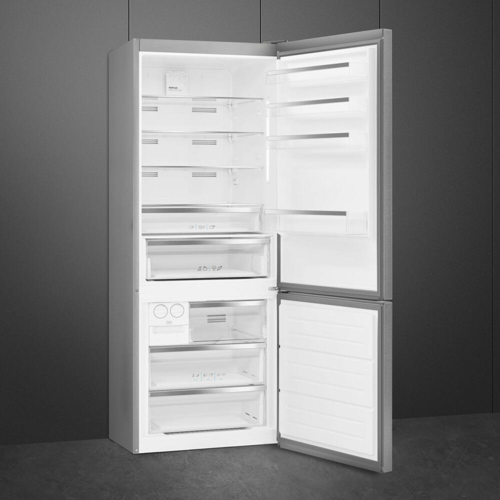Smeg FC48XDNE Frigorifero con congelatore a libera installazione cm. 70 h. 192 - lt. 481 - Pet Inox Look