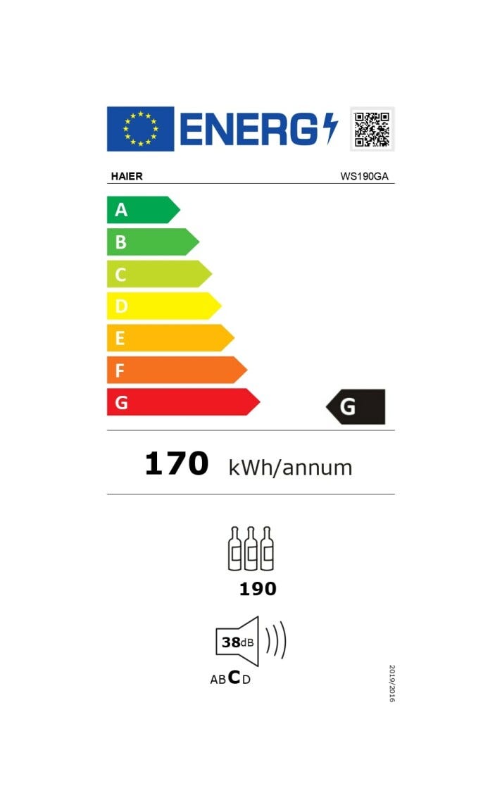 Haier WS190GA 5 Cantina vini cm. 68 - 189 bottiglie - nero