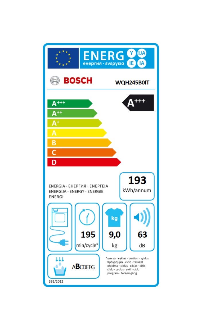 Bosch WQH245B0IT 6 Asciugatrice cm. 60 - capacità - 9 kg - bianco