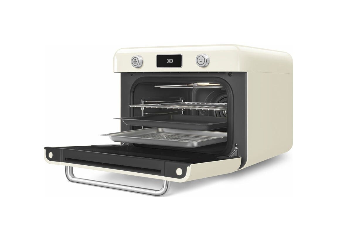 Smeg Selection COF01CREU 50'S Style Forno combinato a vapore da appoggio cm. 50 - panna lucido