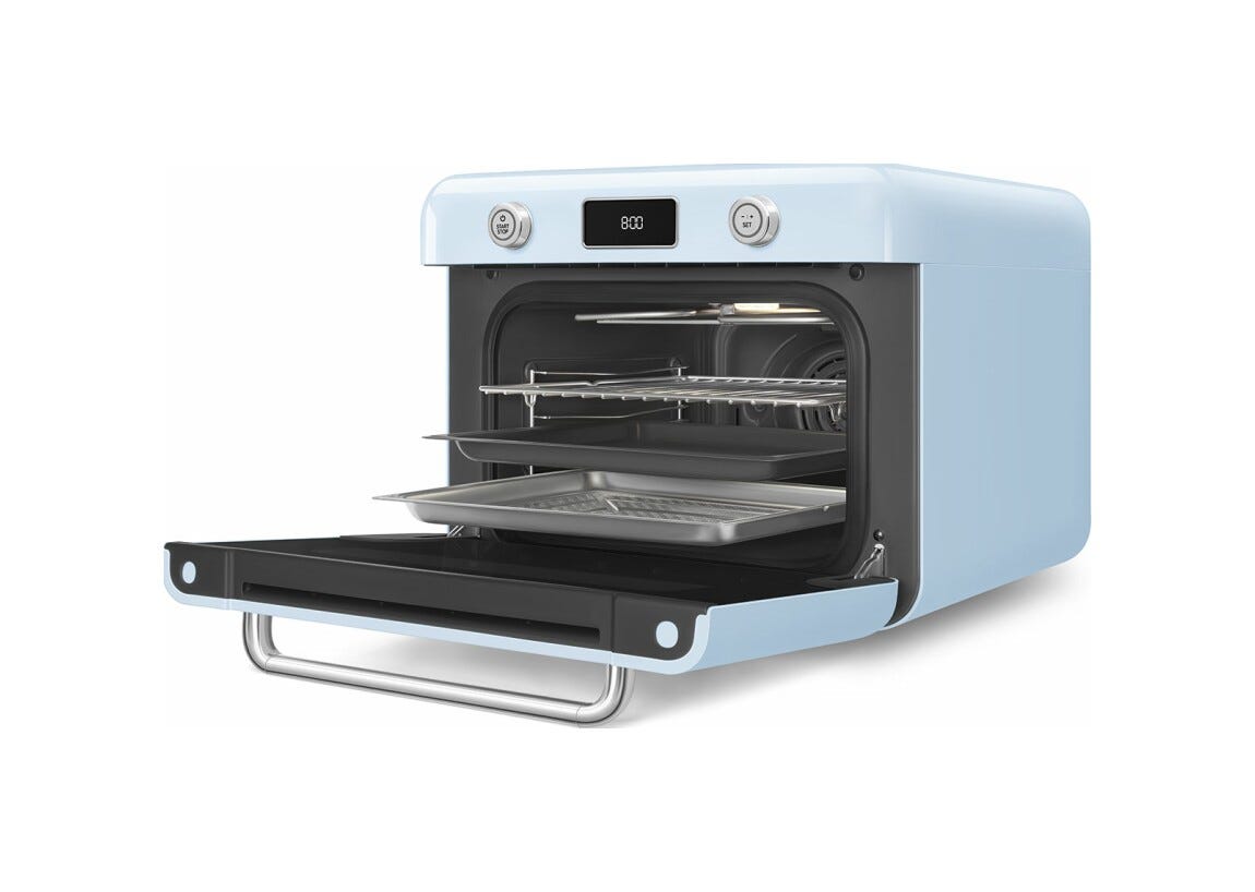 Smeg Selection COF01PBEU 50'S Style Forno combinato a vapore da appoggio cm. 50 - azzurro lucido