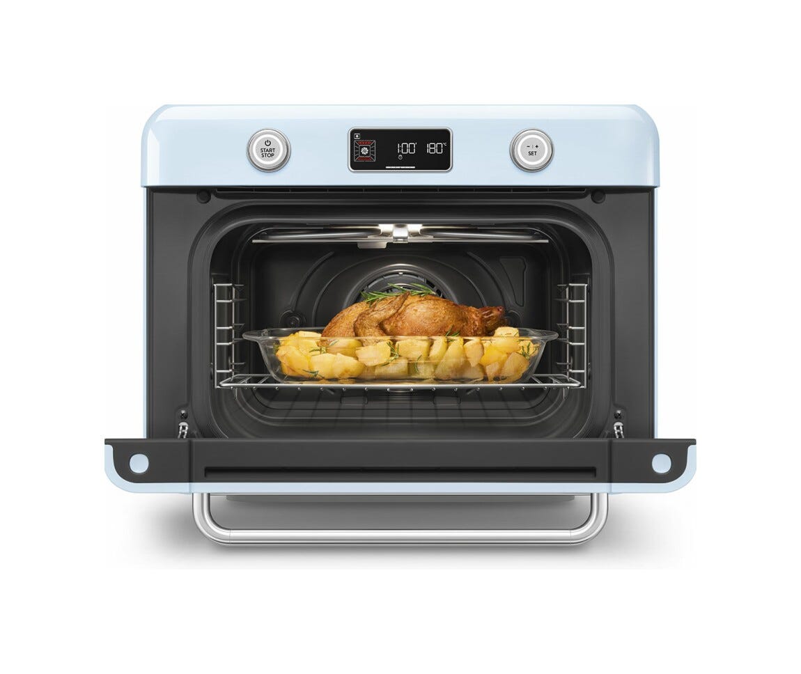 Smeg Selection COF01PBEU 50'S Style Forno combinato a vapore da appoggio cm. 50 - azzurro lucido